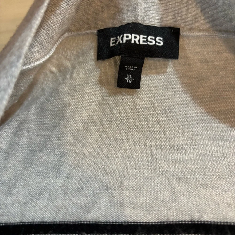 Express Light Gray Cardigan with Black Stripes Size XL - Picture 5 of 6